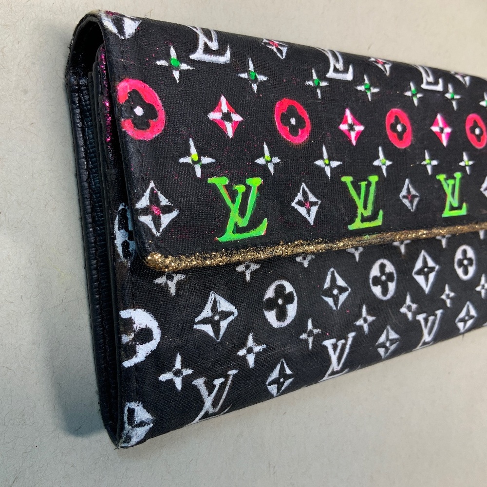 Louis Vuitton Sarah Wallet Mini Lin Custom Painted